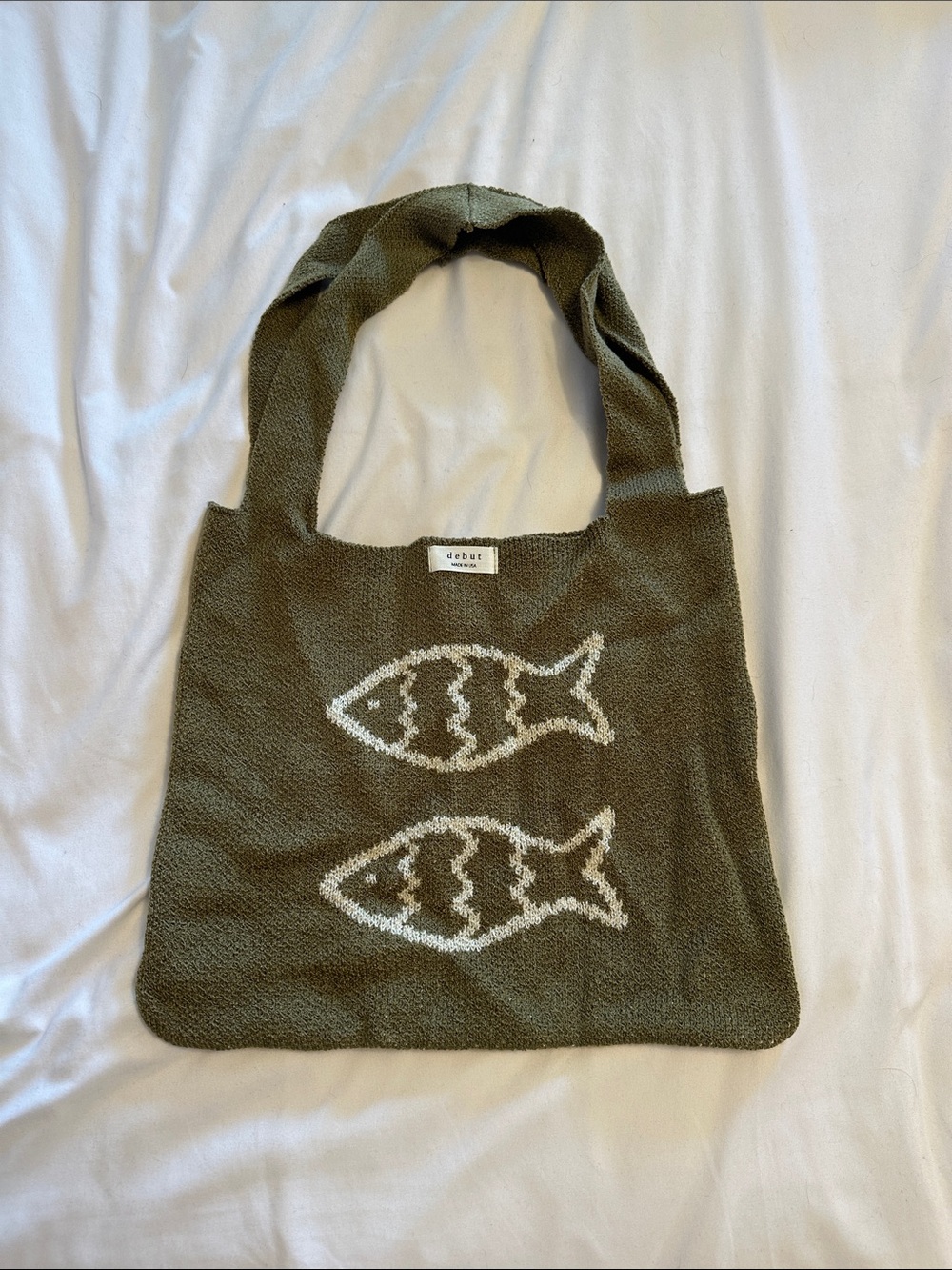 Debut Olive Green Fish Tote Bag